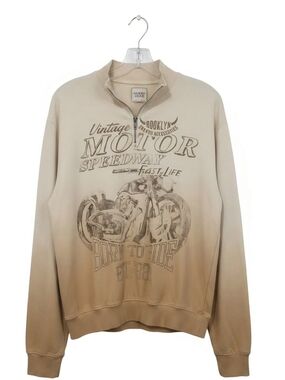Buckle Beige Ombre Motorcycle Graphic Quarter-Zip Sweatshirt